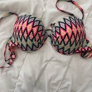 Victoria's Secret Pink and Black Push-Up Bra with Chevron Pattern
